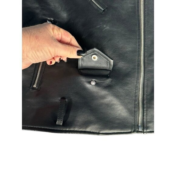 Rebecca Minkoff Woman's Sz L Black Faux Leather Moto Asymmetrical Zip Jacket - Picture 8 of 12